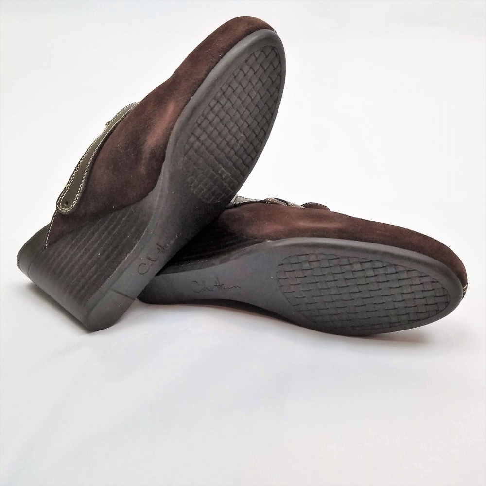 Cole Haan Shoes Womens 8.5 Marise Brown Suede Belted Wedge Clogs - Picture 5 of 6